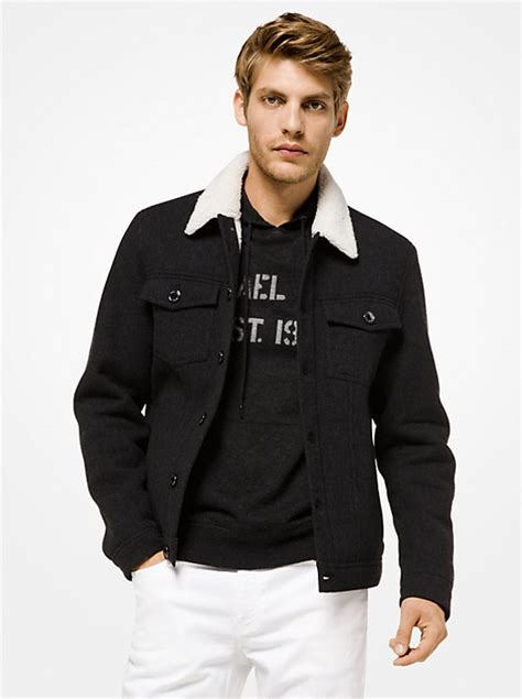 michael kors mens sherpa-lined twill trucker jacket|Michael Michael Kors Sherpa Trucker Jacket .